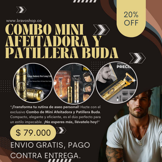Combo Mini Afeitadora Eléctrica y Barbera - Patillera Buda®